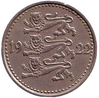 Монета 1 марка. 1922 год, Эстония. Монета 1 марка. 1922 год, Эстония.