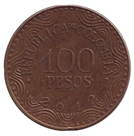 Монета 100 песо. 2012 год, Колумбия. Из обращения. Фрайлехон.