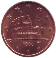 Монета 5 центов, 2008 год, Италия. Монета 5 центов, 2008 год, Италия.
