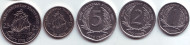 Набор монет (5 шт.). 2002 год, Восточно-Карибские государства. Набор монет (5 шт.). 2002 год, Восточно-Карибские государства.