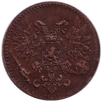 Монета 1 пенни. 1917 год, Финляндия в составе Российской Империи.