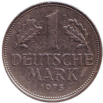 Монета 1 марка. 1975 год (J), ФРГ.