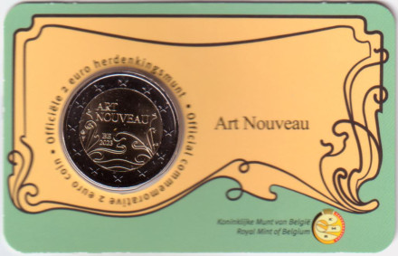 Монета 2 евро. 2023 год, Бельгия. 130-летие бельгийского модерна (Ар-Нуво). (Надпись: Belgie).