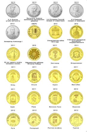 Коллекционный альбом "Монеты России" для 1, 2, 5, 10, 25 -рублёвых монет, производство Россия.