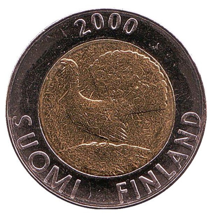 Монета 10 марок. 2000 год, Финляндия. UNC. Глухарь.