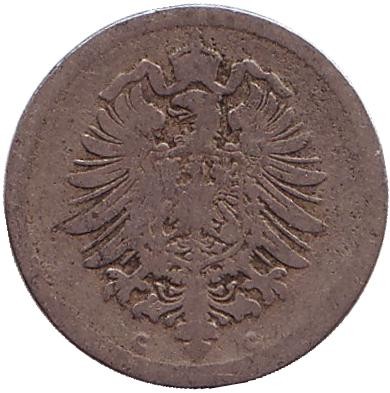Монета 5 пфеннигов. 1874 год (C), Германская империя.