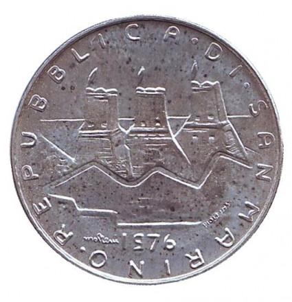 Монета 10 лир. 1976 год, Сан-Марино. Республика.