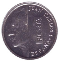 Монета 1 песета. 1999 год, Испания. Монета 1 песета. 1999 год, Испания.
