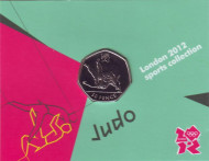 Монета 50 пенсов. 2011 год, Великобритания. Дзюдо. Летние Олимпийские игры 2012 года в Лондоне. В блистере. Монета 50 пенсов. 2011 год, Великобритания. Дзюдо. Летние Олимпийские игры 2012 года в Лондоне. В блистере.
