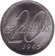 Монета 20 крузейро. 1965 год, Бразилия. Монета 20 крузейро. 1965 год, Бразилия.