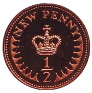 Монета 1/2 пенни. 1974 год, Великобритания. Proof. Монета 1/2 пенни. 1974 год, Великобритания. Proof.