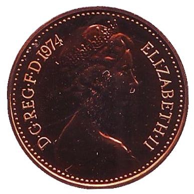 Монета 1/2 пенни. 1974 год, Великобритания. Proof. Монета 1/2 пенни. 1974 год, Великобритания. Proof.
