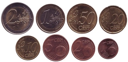 Набор монет евро (8 штук). 2015 год, Люксембург.  Набор монет евро (8 штук). 2015 год, Люксембург.