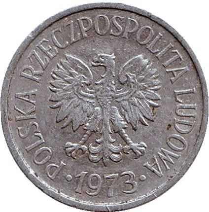Монета 20 грошей. 1973 год, Польша. (Без отметки монетного двора)