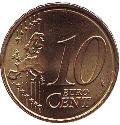 Монета 10 евроцентов. 2012 год, Нидерланды. Монета 10 евроцентов. 2012 год, Нидерланды.