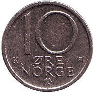 Монета 10 эре. 1985 год, Норвегия. Монета 10 эре. 1985 год, Норвегия.
