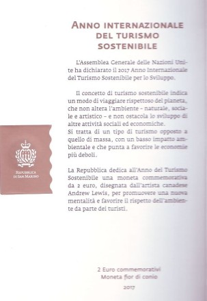 Монета 2 евро. 2017 год, Сан-Марино. Международный год развития туризма. Монета 2 евро. 2017 год, Сан-Марино. Международный год развития туризма.