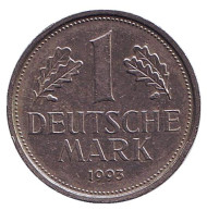 Монета 1 марка. 1993 год (F), ФРГ. Монета 1 марка. 1993 год (F), ФРГ.