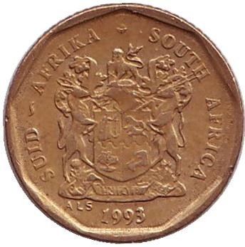 Монета 10 центов. 1993 год, Южная Африка. Лилия.