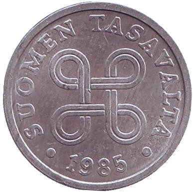 Монета 5 пенни. 1985 год, Финляндия.