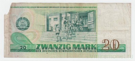 Банкнота 20 марок. 1975 год, ГДР. Банкнота 20 марок. 1975 год, ГДР.