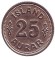 Монета 25 аураров. 1940 год, Исландия.