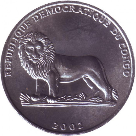 Монета 50 сантимов. 2002 год, Конго. Жираф.