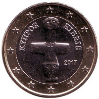 Монета 1 евро. 2017 год, Кипр.