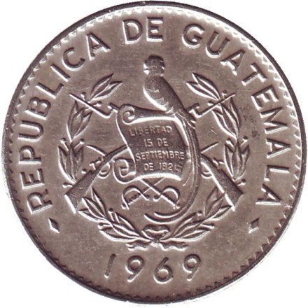 Монета 10 сентаво. 1969 год, Гватемала. Монолит Куирикуа. Монета 10 сентаво. 1969 год, Гватемала. Монолит Куирикуа.