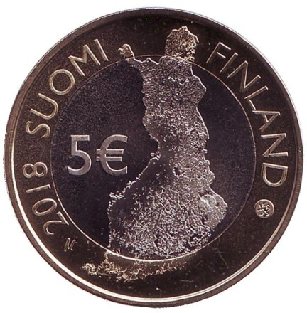 Монета 5 евро. 2018 год, Финляндия. Национальный парк Коли. Монета 5 евро. 2018 год, Финляндия. Национальный парк Коли.
