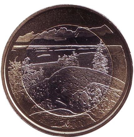 Монета 5 евро. 2018 год, Финляндия. Национальный парк Коли.