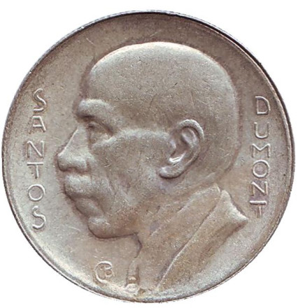 Монета 5000 рейсов. 1938 год, Бразилия. Альберто Сан­тос-Дю­мон.