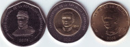 Набор монет (3 шт.). 1-25 песо, 2008-2010 гг., Доминиканская Республика.