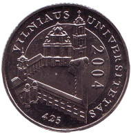 Монета 1 лит. 2004 год, Литва. 425 лет Вильнюсскому университету. Монета 1 лит. 2004 год, Литва. 425 лет Вильнюсскому университету.
