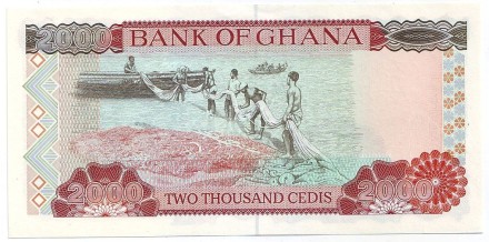 Банкнота 2000 седи. 1995 год, Гана. Банкнота 2000 седи. 1995 год, Гана.