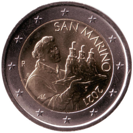 Монета 2 евро. 2021 год, Сан-Марино.