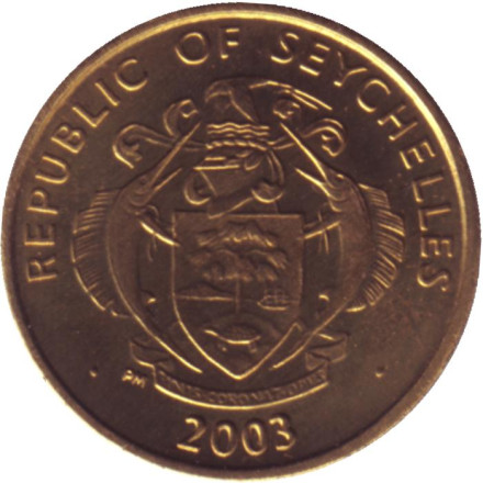 Монета 5 центов. 2003 год, Сейшельские острова. Растение Маниок. Монета 5 центов. 2003 год, Сейшельские острова. Растение Маниок.