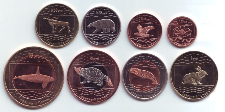 Набормонет"Северныйполюс"(8шт.),Фауна.0,05-10руб.,2012год,Россия.