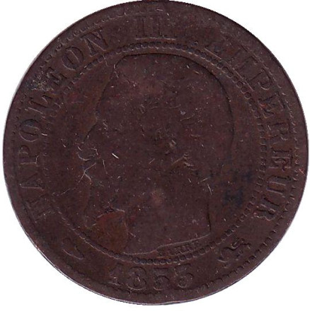 Монета 5 сантимов. 1853 год (D), Франция. Наполеон III.
