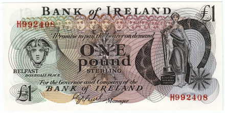 Банкнота 1 фунт. 1980 год, Ирландия.