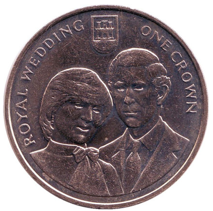 Монета 1 крона. 1981 год, Гибралтар. Свадьба Принца Чарльза и Леди Дианы.