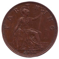 Монета 1 фартинг. 1936 год, Великобритания. Монета 1 фартинг. 1936 год, Великобритания.