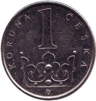 Монета 1 крона. 2011 год, Чехия. Монета 1 крона. 2011 год, Чехия.