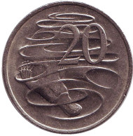 Монета 20 центов. 1982 год, Австралия. Утконос. Монета 20 центов. 1982 год, Австралия. Утконос.