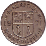 Монета 1 рупия. 1971 год, Маврикий. Монета 1 рупия. 1971 год, Маврикий.