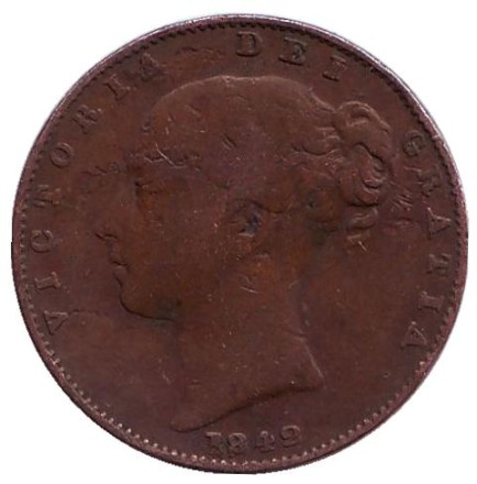 Монета 1 фартинг. 1842 год, Великобритания. Монета 1 фартинг. 1842 год, Великобритания.