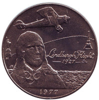Чарльз Линдберг. 50 лет первому перелёту через Атлантический океан. Монета 1 тала. 1977 год, Самоа.