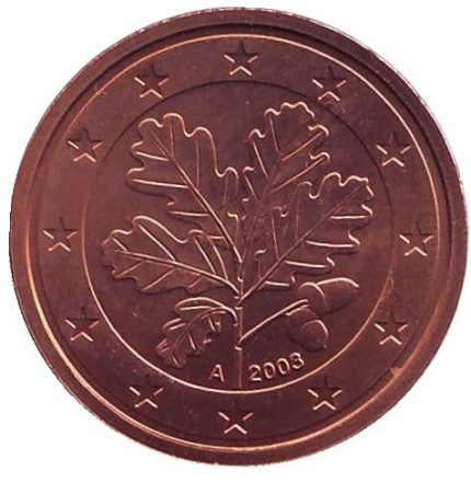 Монета 2 цента. 2003 год (А), Германия.