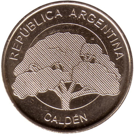 Монета 10 песо. 2018 год, Аргентина. Кальден. "Деревья Аргентины".