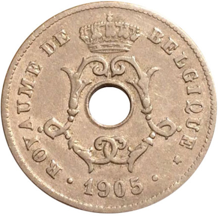 Монета 10 сантимов. 1905 год, Бельгия. (Belgie)